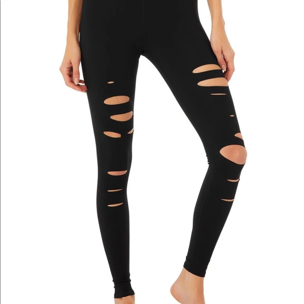 EUC Alo high waisted ripped warrior leggings XXS